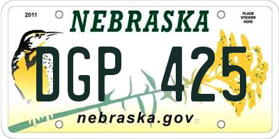 NE license plate DGP425