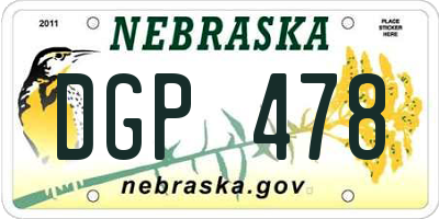 NE license plate DGP478
