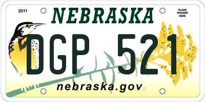 NE license plate DGP521