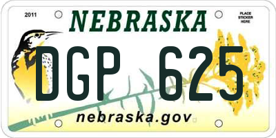 NE license plate DGP625