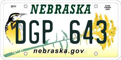 NE license plate DGP643