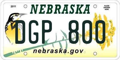 NE license plate DGP800