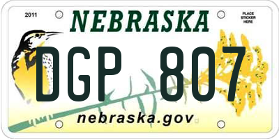 NE license plate DGP807