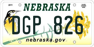 NE license plate DGP826
