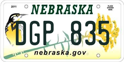 NE license plate DGP835