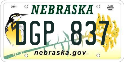 NE license plate DGP837