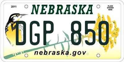 NE license plate DGP850