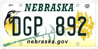 NE license plate DGP892