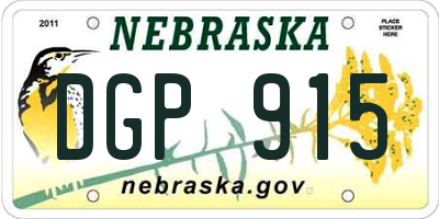 NE license plate DGP915