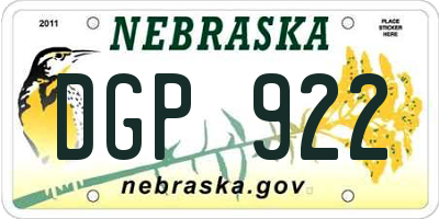 NE license plate DGP922