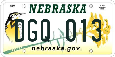 NE license plate DGQ013