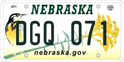NE license plate DGQ071