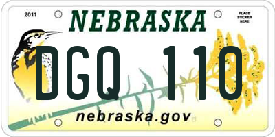 NE license plate DGQ110