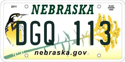 NE license plate DGQ113