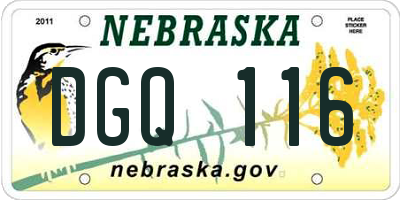 NE license plate DGQ116
