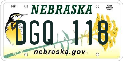 NE license plate DGQ118