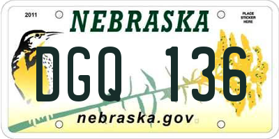 NE license plate DGQ136