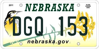 NE license plate DGQ153