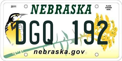 NE license plate DGQ192