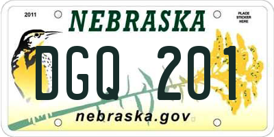 NE license plate DGQ201