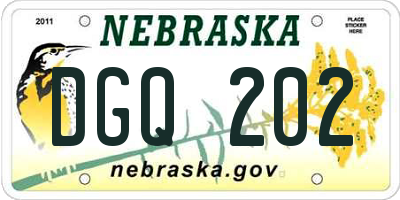 NE license plate DGQ202