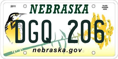 NE license plate DGQ206