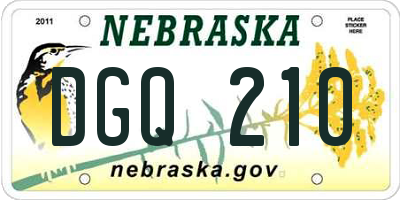 NE license plate DGQ210