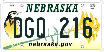 NE license plate DGQ216