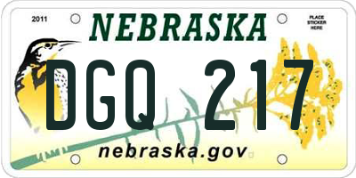 NE license plate DGQ217