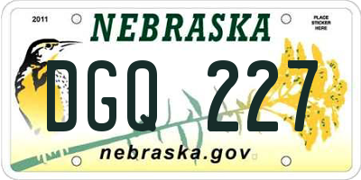 NE license plate DGQ227
