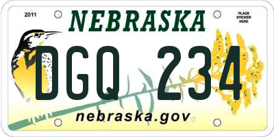NE license plate DGQ234