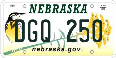 NE license plate DGQ250