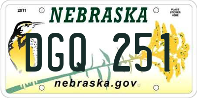 NE license plate DGQ251