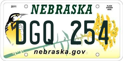 NE license plate DGQ254