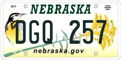 NE license plate DGQ257