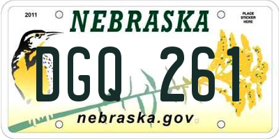 NE license plate DGQ261