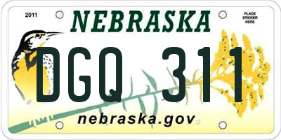 NE license plate DGQ311