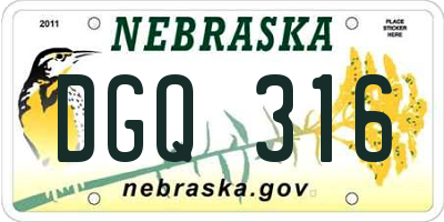 NE license plate DGQ316