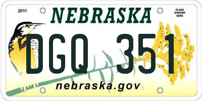 NE license plate DGQ351