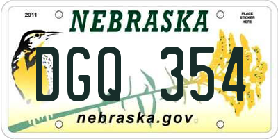 NE license plate DGQ354