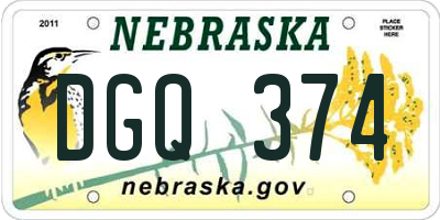 NE license plate DGQ374