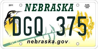 NE license plate DGQ375