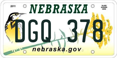 NE license plate DGQ378