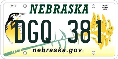 NE license plate DGQ381