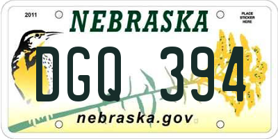 NE license plate DGQ394