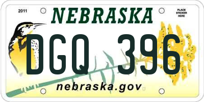 NE license plate DGQ396