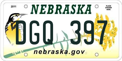 NE license plate DGQ397