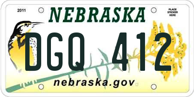 NE license plate DGQ412