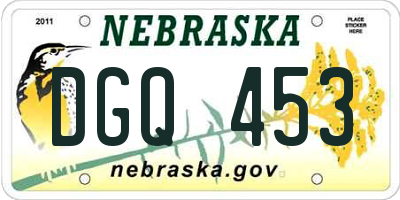NE license plate DGQ453