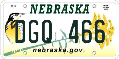 NE license plate DGQ466